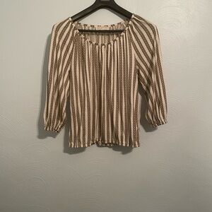 Michaels Kors Brown and Cream Striped Blouse